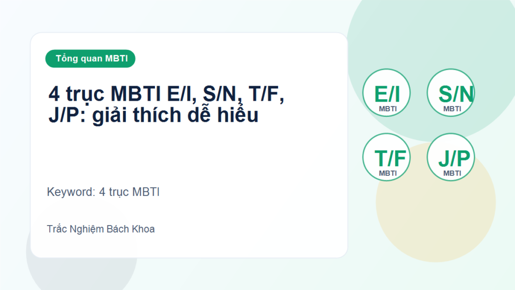 4 trục MBTI E/I, S/N, T/F, J/P: giải thích dễ hiểu - 4 trục MBTI